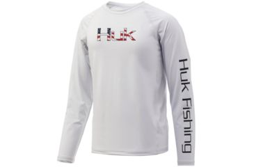 Image of HUK Performance Fishing Americana Fill Pursuit Long Sleeve Tee - Youth, White, Large, H7120021-100-YL