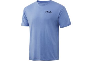 Image of HUK Performance Fishing Americana Flag Short Sleeve Tee - Mens, Carolina Blue Heather, Medium, H1000238-425-M
