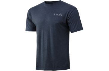 Image of HUK Performance Fishing Americana Flag Short Sleeve Tee - Mens, Navy Heather, 2XL, H1000238-415-XXL
