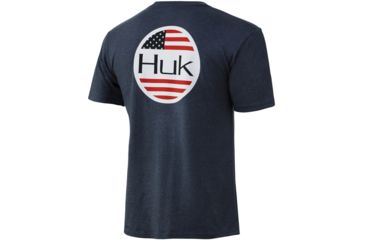 Image of HUK Performance Fishing Americana Flag Short Sleeve Tee - Mens, Navy Heather, 2XL, H1000238-415-XXL