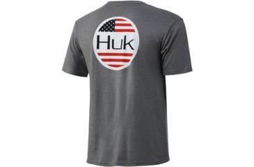 Image of HUK Performance Fishing Americana Flag Short Sleeve Tee - Mens, Sharkskin Heather, Large, H1000238-022-L