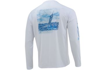 Image of HUK Performance Fishing Art of Blue Marlin Long Sleeve Graphic T-Shirt - Mens, White, 2XL, H1200217-100-XXL