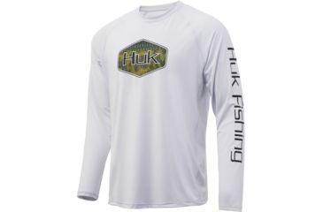 Image of HUK Performance Fishing Bass Badge Pursuit Graphic T-Shirt - Mens, Glacier, Large, H1200247-051-L