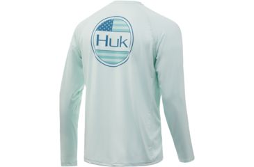 Image of HUK Performance Fishing Blue Americana Flag Pursuit Graphic T-Shirt - Mens, Seafoam, 2XL, H1200245-350-XXL