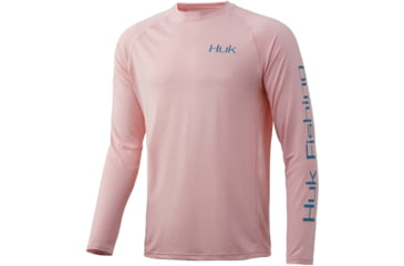 Image of HUK Performance Fishing Blue Americana Flag Pursuit Graphic T-Shirt - Mens, Seashell Pink, Large, H1200245-682-L