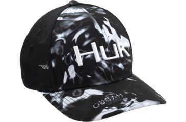 Image of HUK Performance Fishing Camo Trucker Stretch Headwear, Cap - Men's, Hydro Blackwater, Large - Extra Large, H3000186-078-LXL