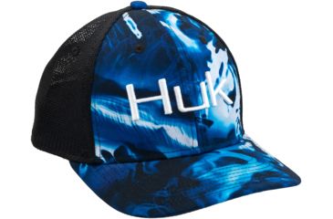 Image of HUK Performance Fishing Camo Trucker Stretch Headwear, Cap - Men's, Hydro Reflex, Large - Extra Large, H3000186-468-LXL