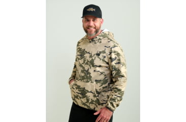 Image of HUK Performance Fishing Cold Front KC Printed Hoodie - Mens, Khaki, Small, H1300101-250-S
