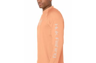 Image of HUK Performance Fishing Fishing Long Sleeve Double Header Top - Men's, Beach Peach, Large, H1200136-850-L
