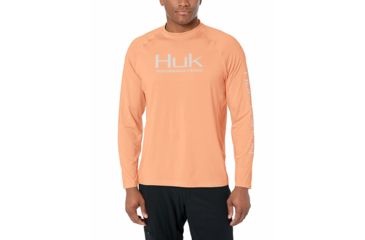 Image of HUK Performance Fishing Fishing Long Sleeve Double Header Top - Men's, Beach Peach, Large, H1200136-850-L