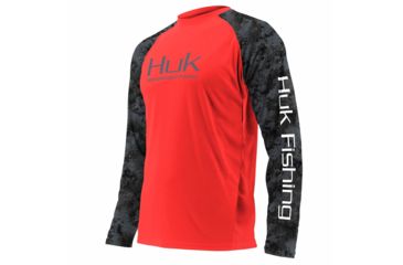Image of HUK Performance Fishing Fishing Long Sleeve Double Header Top - Men's, Coral, Large, H1200136-630-L