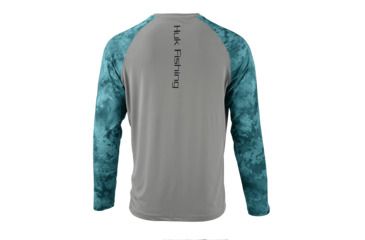 Image of HUK Performance Fishing Fishing Long Sleeve Double Header Top - Men's, Grey, Large, H1200136-020-L
