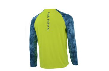 Image of HUK Performance Fishing Fishing Long Sleeve Double Header Top - Men's, Highlighter Yellow, Large, H1200136-730-L