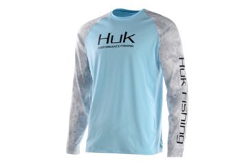 Image of HUK Performance Fishing Fishing Long Sleeve Double Header Top - Men's, Ice Blue, Extra Large, H1200136-450-XL, EDEMO1