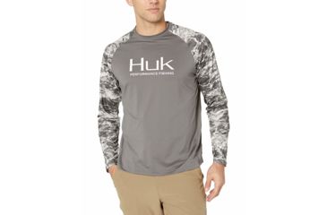 Image of HUK Performance Fishing Fishing Long Sleeve Double Header Top - Men's, Iron, Large, H1200136-012-L