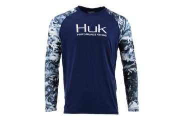Image of HUK Performance Fishing Fishing Long Sleeve Double Header Top - Men's, Navy, Large, H1200136-411-L