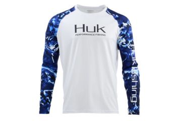 Image of HUK Performance Fishing Fishing Long Sleeve Double Header Top - Men's, White, Large, H1200136-102-L