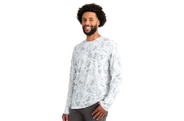 Image of HUK Performance Fishing Drift Graphic Kc Print Shirt -Mens, Long Sleeve, White, Extra Large, H1200716-100-XL