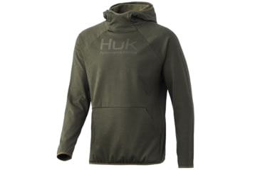 Image of HUK Performance Fishing Fin Hoodie - Mens, Kalamata Olive Heather, Small, H1300060-346-S