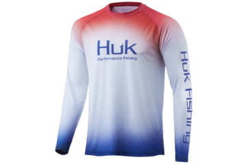 Image of HUK Performance Fishing Flare Fade Long Sleeve - Mens, Americana, Large, H1200342-695-L