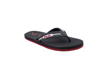 Image of HUK Performance Fishing FLIPSTER Sandals, Flip Flops - Mens, Charcoal/Cardinal, 9, H8332000-091-9