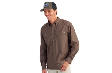Image of HUK Performance Fishing Hawser Heather Flannel - Mens, Pluff Mud Hthr, Small, H1500208-203-S