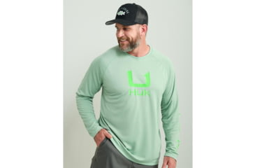 Image of HUK Performance Fishing Huk Icon Crew Long Sleeve Shirt Fresh Salmon XL E13EC917, ATH1200573315S