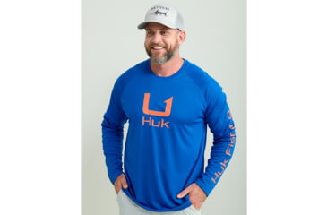 Image of HUK Performance Fishing Huk Icon Crew Long Sleeve Shirt Fresh Salmon XL E13EC917, ATH1200573460L