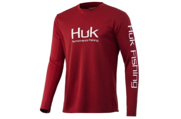 Image of HUK Performance Fishing Huk Icon X Long Sleeve - Mens, Blood Red, Small, H1200138-603-S