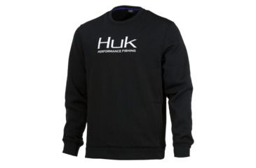 Image of HUK Performance Fishing Hull Crew Fleece Tops, Pullover - Mens, Black, Medium, H1300031-001-M