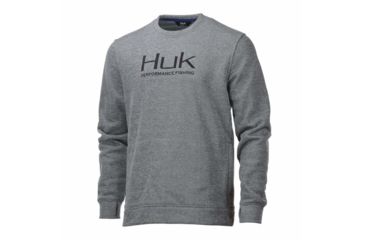 Image of HUK Performance Fishing Hull Crew Fleece Tops, Pullover - Mens, Dark Grey Heather, 2XL, H1300031-025-XXL