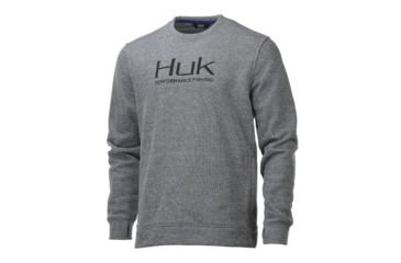 Image of HUK Performance Fishing Hull Crew Fleece Tops, Pullover - Mens, True Grey Heather, 2XL, H1300031-035-XXL