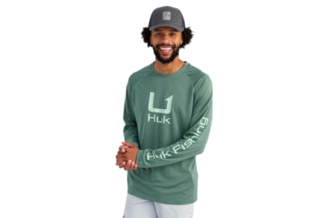 Image of HUK Performance Fishing Icon LS Crew Shirt - Mens, North Atlantic, Small, H1200573-365-S