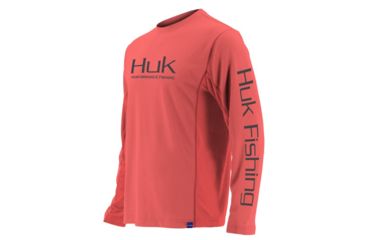 Image of HUK Performance Fishing Icon LS Tops, Long Sleeve - Mens, Coral, Large, H1200138-630-L