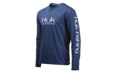 Image of HUK Performance Fishing Icon LS Tops, Long Sleeve - Mens, Dark Blue, Large, H1200138-401-L