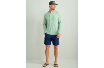 Image of HUK Performance Fishing Icon Performance Hoodie - Mens, Fog Green, Extra Large, H1200574-315-XL