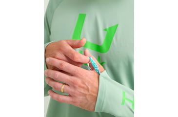Image of HUK Performance Fishing Icon Performance Hoodie - Mens, Fog Green, Extra Large, H1200574-315-XL