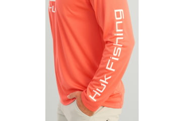 Image of HUK Performance Fishing Icon Performance Hoodie - Mens, Fresh Salmon, 2XL, H1200574-821-XXL