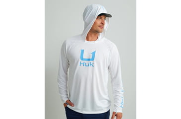 Image of HUK Performance Fishing Icon Performance Hoodie - Mens, White, 2XL, H1200574-100-XXL