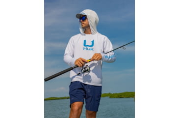 Image of HUK Performance Fishing Icon Performance Hoodie - Mens, White, 2XL, H1200574-100-XXL