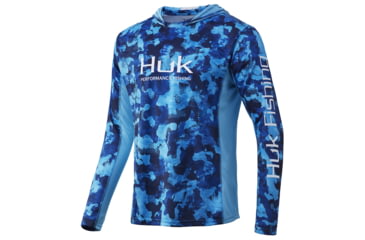 Image of HUK Performance Fishing Icon X KC Refraction Camo Hoodie - Mens, San Sal, Small, H1200287-471-S