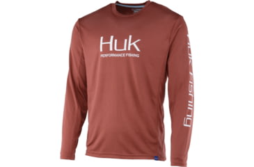 Image of HUK Performance Fishing Icon X Long Sleeve Tee - Mens, Marsala, Small, H1200138-602-S