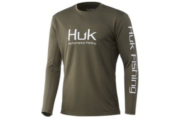 Image of HUK Performance Fishing Icon X Long Sleeve Tees - Mens, Kalamata Olive, Large, H1200138-344-L