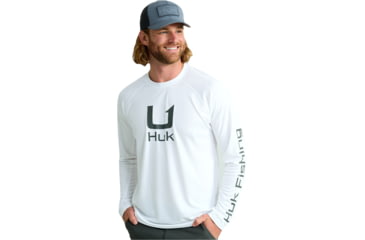 Image of HUK Performance Fishing KC Icon Graphic Long Shirt - Mens, White, Small, H1200629-100-S