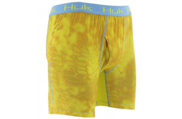 Image of HUK Performance Fishing Kryptek Mens Performance BXR Jock Shorts, Kryptek Blaze Yellow, H5000010GBYXL