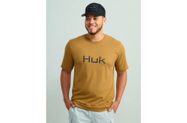 Image of HUK Performance Fishing Logo Tee - Mens, Sand Piper, Extra Large, H1000390-217-XL