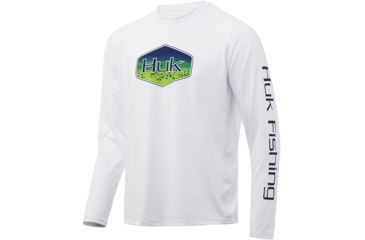 Image of HUK Performance Fishing Mahi Badge Pursuit Graphic T-Shirt - Mens, White, Medium, H1200243-100-M