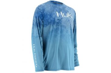 Image of HUK Performance Fishing Men's Kryptek Fade Icon Long Sleeve Shirt, Kryptek Carolina Blue, Large H1200114-461-L