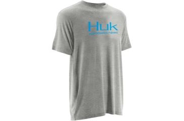 Image of HUK Performance Fishing Men's Logo Tee, True Gray Heather, Large H1000091-035-L