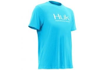 Image of HUK Performance Fishing Men's Logo Tee, Tahiti Blue Heather, Large H1000091-435-L